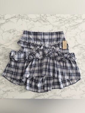 Max Studio Ruffled Plaid Skirt